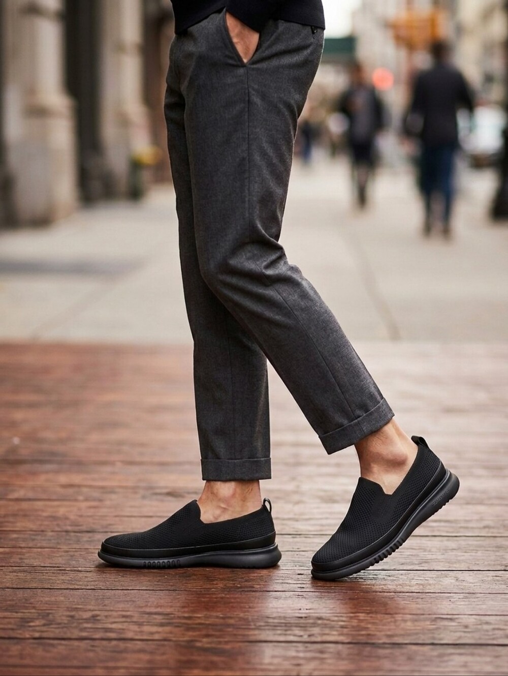 COLE HAAN 2.Zerogrand Knit Slip On Loafers Black Size 10.5